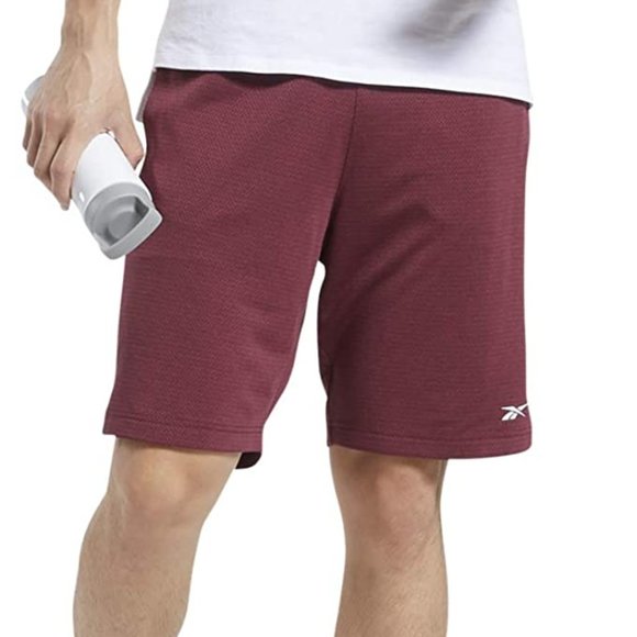 🆕Reebok Men's Workout Ready Melange Knit Shorts,Maroon, S, M, L, NWT, Authentic - Picture 2 of 12